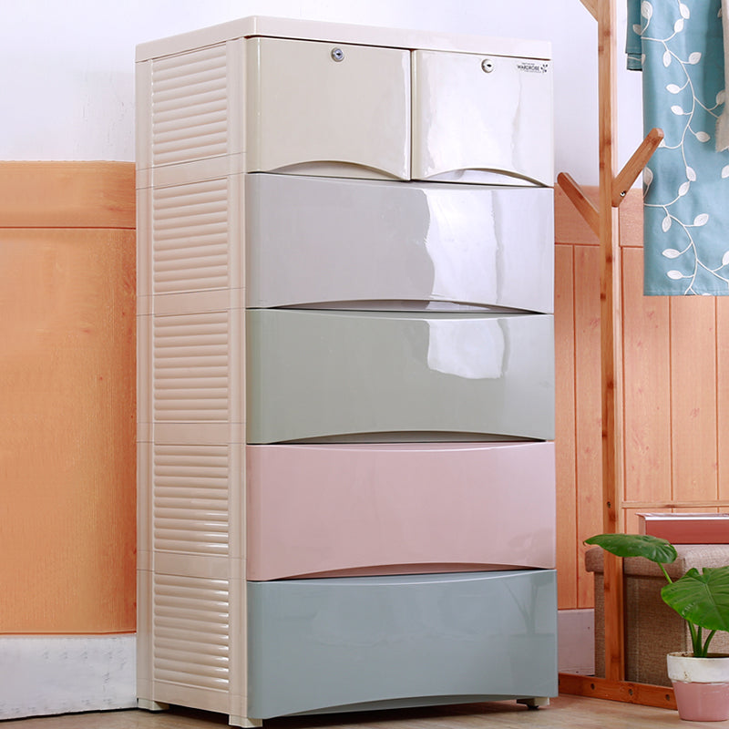 Modernism Plastic Nursery Dresser Vertical Kids Nightstand for Bedroom