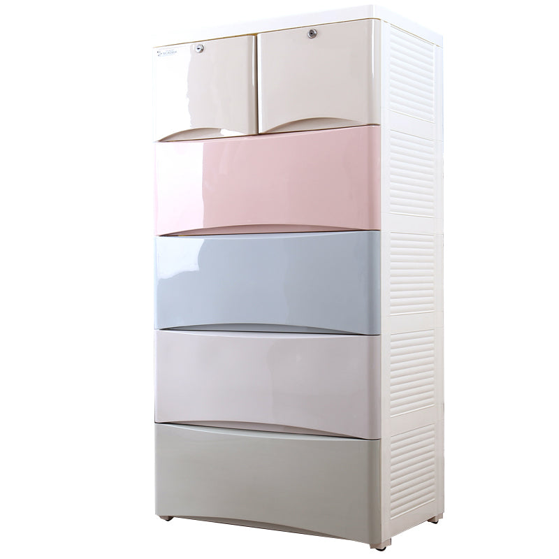 Modernism Plastic Nursery Dresser Vertical Kids Nightstand for Bedroom