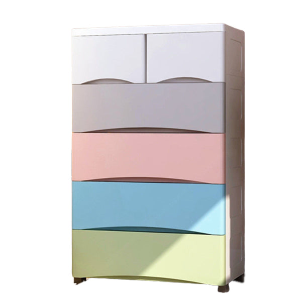 Plastic Scandinavian Kids Nightstand Chest Nursery Dresser with 5/6 Drawers