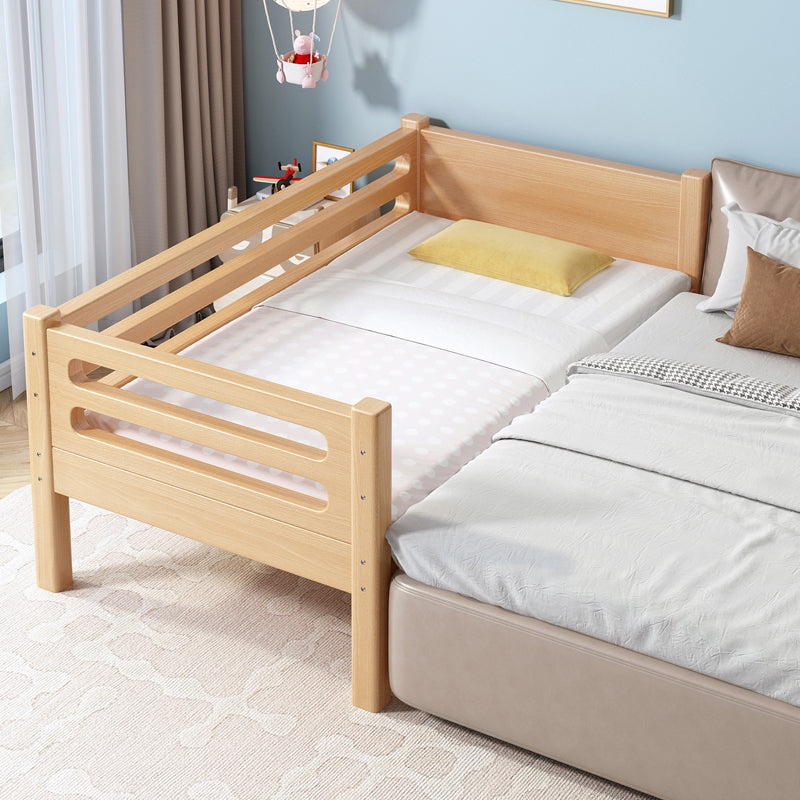 Solid Wood Baby Crib Modern Beech Nursery Bed with Guardrails