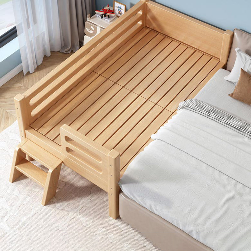 Solid Wood Baby Crib Modern Beech Nursery Bed with Guardrails