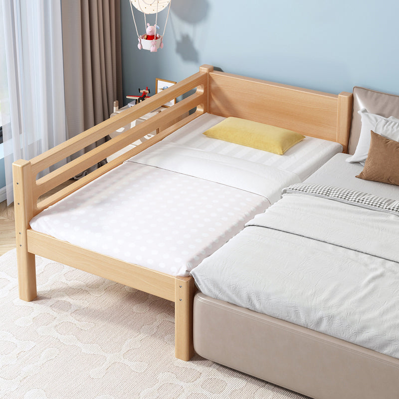 Solid Wood Baby Crib Modern Beech Nursery Bed with Guardrails