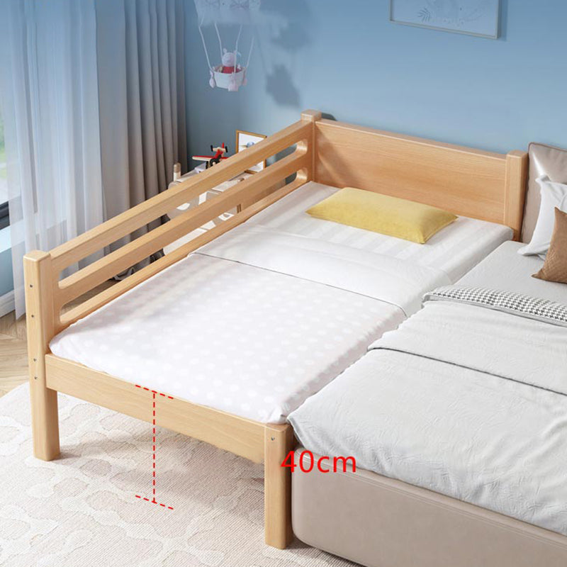 Solid Wood Baby Crib Modern Beech Nursery Bed with Guardrails