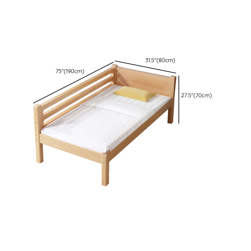 Solid Wood Baby Crib Modern Beech Nursery Bed with Guardrails