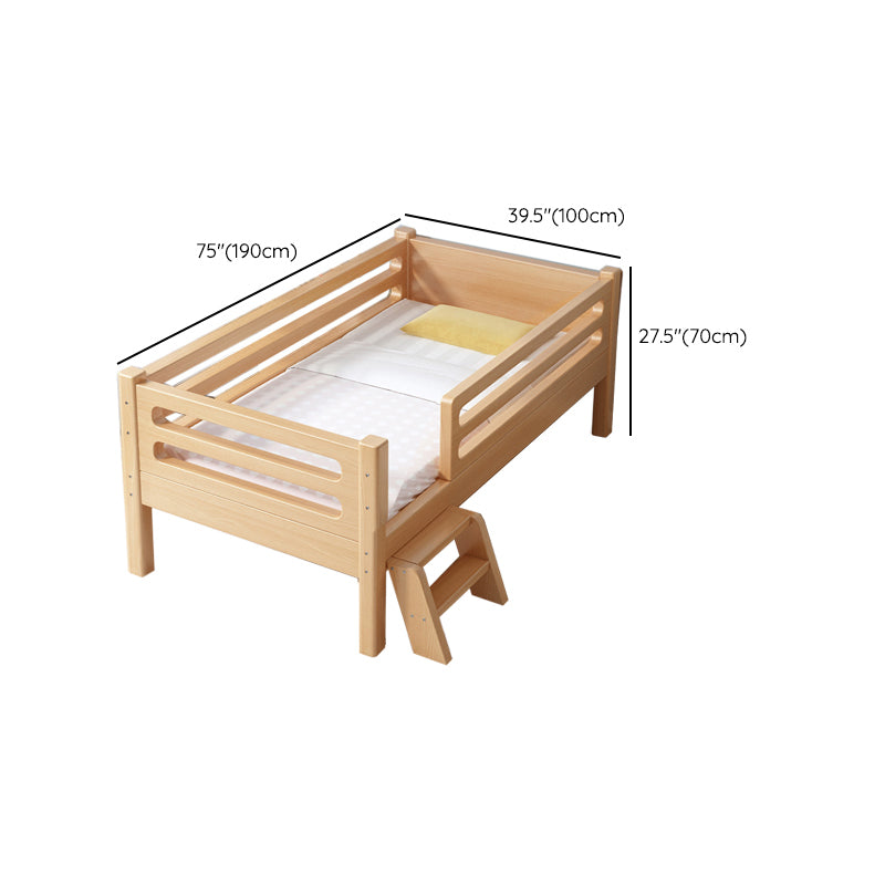 Solid Wood Baby Crib Modern Beech Nursery Bed with Guardrails