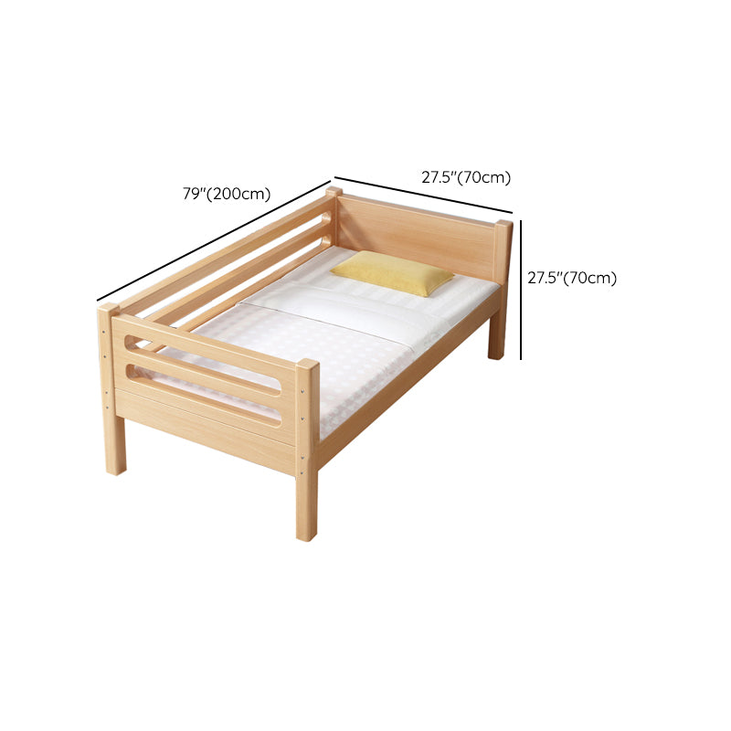 Solid Wood Baby Crib Modern Beech Nursery Bed with Guardrails