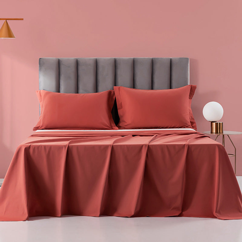 Sheet Sets Cotton Solid Color Breathable Wrinkle Resistant Super Soft Bed Sheet Set