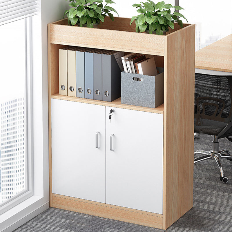 Wood Vertical File Cabinet Modern Storage Shelves File Cabinet with Lock