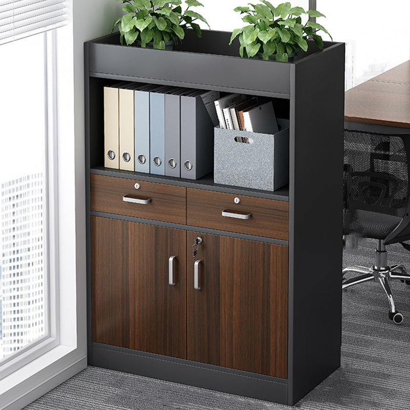 Wood Vertical File Cabinet Modern Storage Shelves File Cabinet with Lock