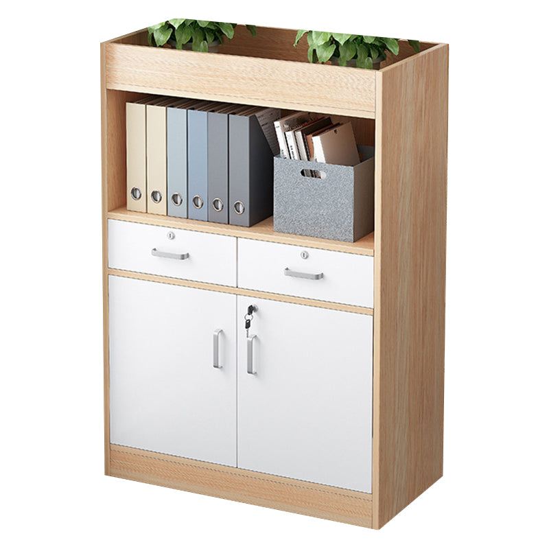 Wood Vertical File Cabinet Modern Storage Shelves File Cabinet with Lock