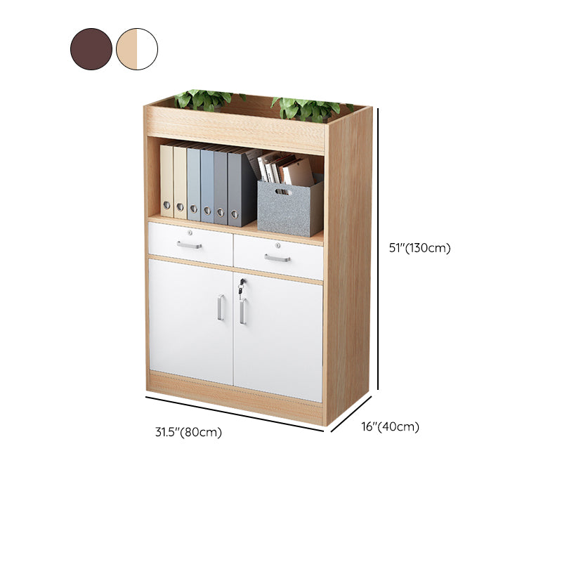 Wood Vertical File Cabinet Modern Storage Shelves File Cabinet with Lock