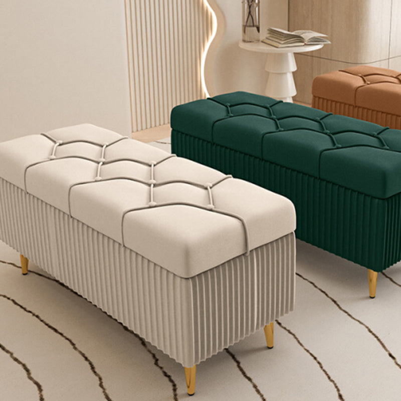 Glam Rectangle Seating Bench Cushioned Backless Entryway and Bedroom Bench