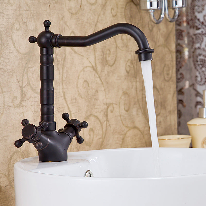 Industrial Wide Spread Bathroom Faucet Cross Handles Centerset Lavatory Faucet