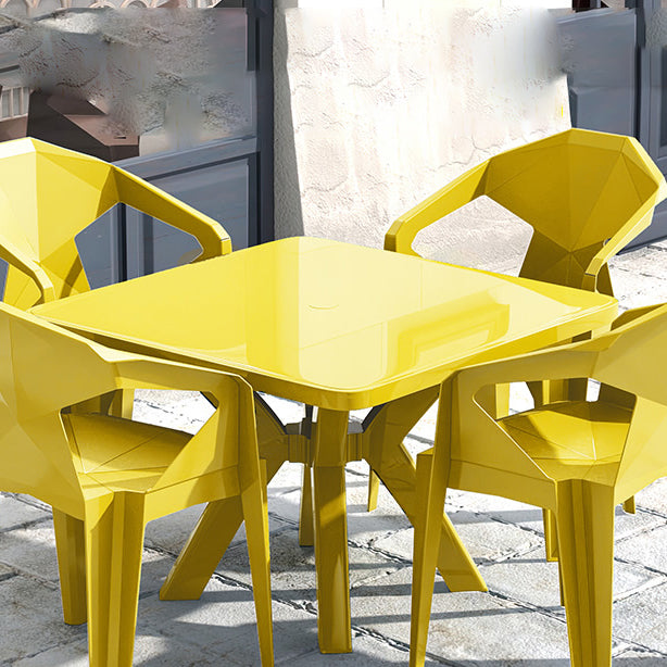 Plastic Outdoor Dining Table Modern Style Square Patio Table