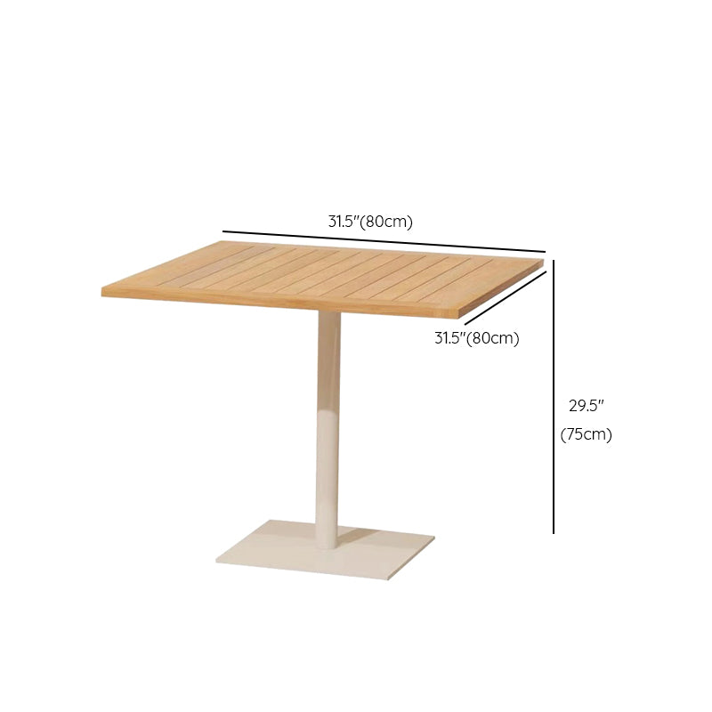 Wood and Metal Patio Table UV Resistant Contemporary Dining Table