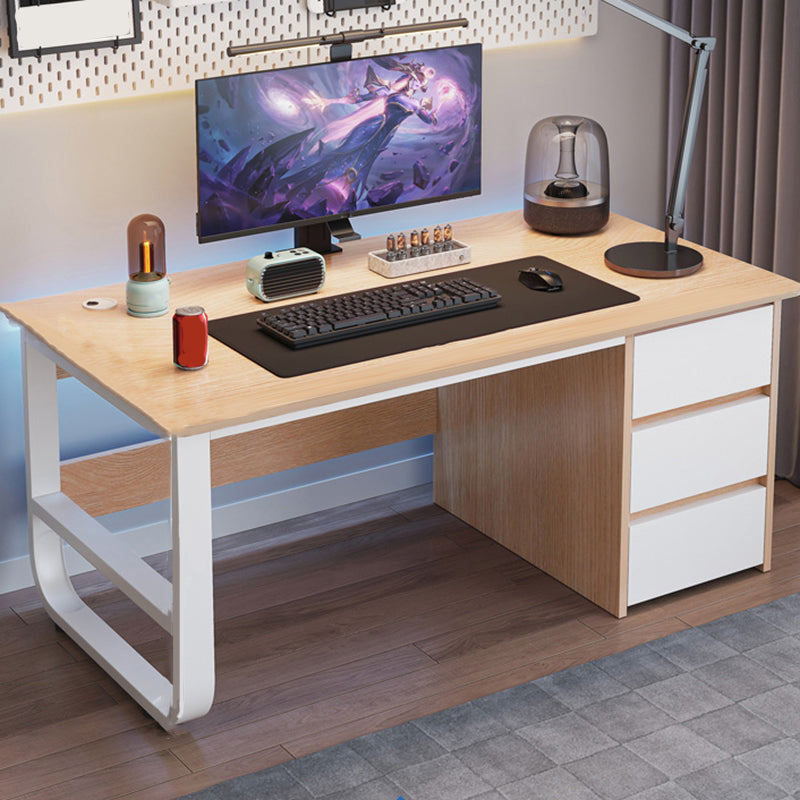 Modern Style Wood Office Desk Rectangular Shape Computer Desk with 2-Legs for Home