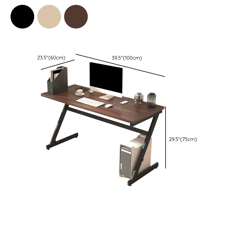 Rectangular Office Desk Antique Finish Writing Desk with Metal Legs