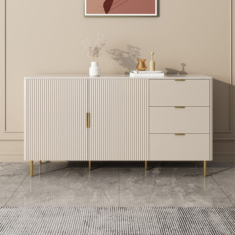 Modern Style White Sideboard Table 33.5" High Buffet with Drawers Storage