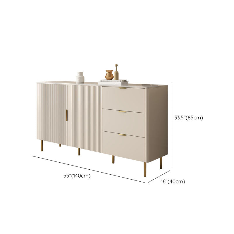 Modern Style White Sideboard Table 33.5" High Buffet with Drawers Storage