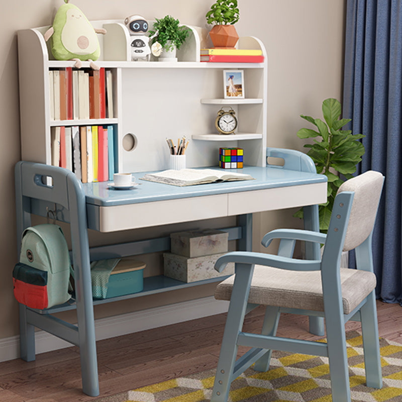 23.6" Width Child Desk Writing Desk with Drawer Solid Wood Kids Desk