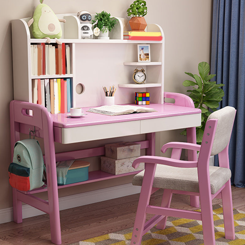 23.6" Width Child Desk Writing Desk with Drawer Solid Wood Kids Desk