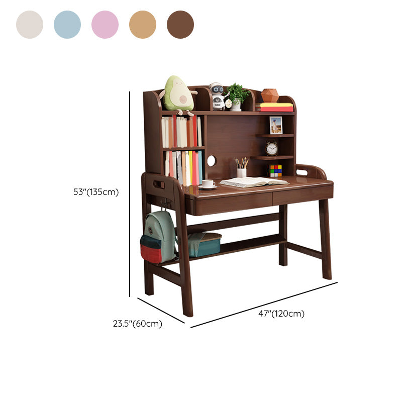 23.6" Width Child Desk Writing Desk with Drawer Solid Wood Kids Desk