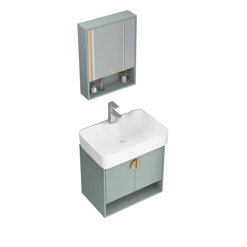 Rectangular Glam Sink Vanity Green Ceramic Single-Sink Freestanding Vanity Set