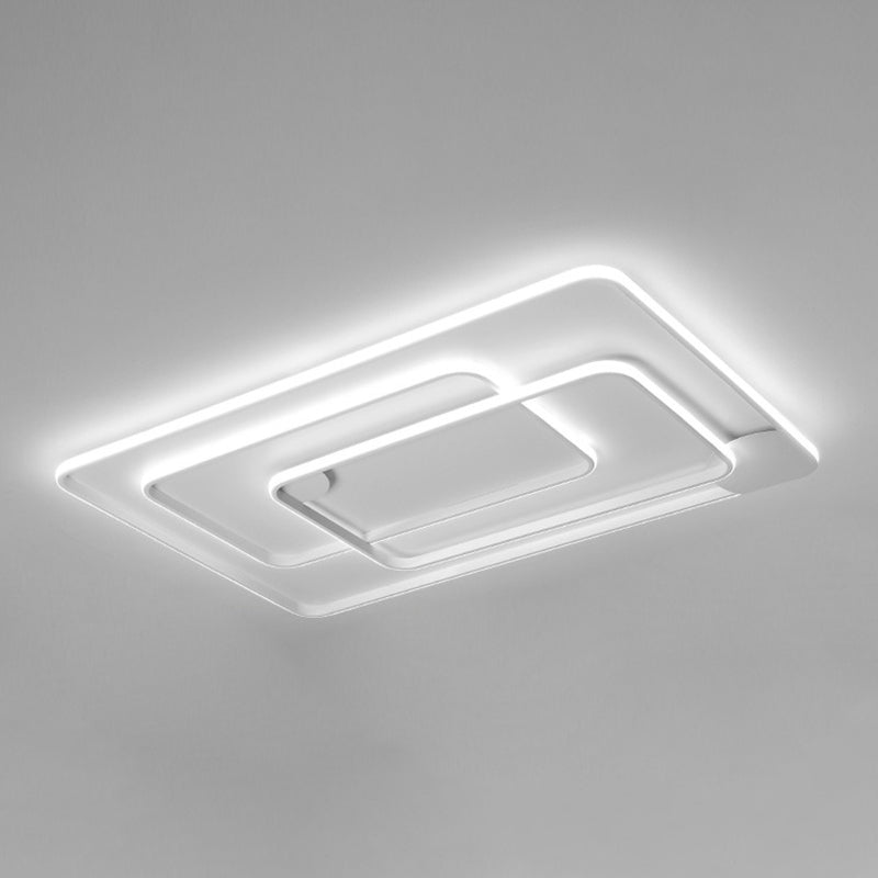 Metal Rectangle Flush Mount Fixture Modern Flush Light Fixture in White