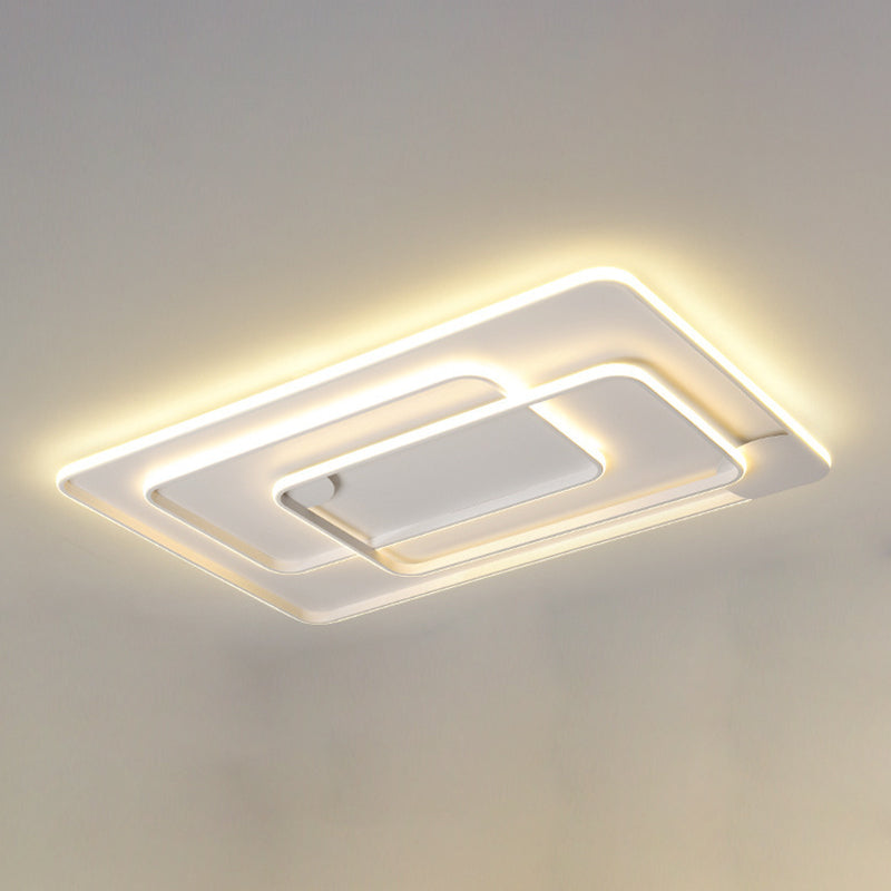 Metal Rectangle Flush Mount Fixture Modern Flush Light Fixture in White