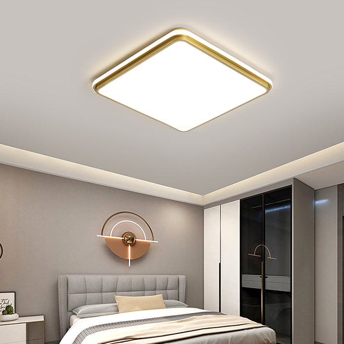 Minimalism Ceiling Light Fixture Gold LED Flush Mount for Bedroom