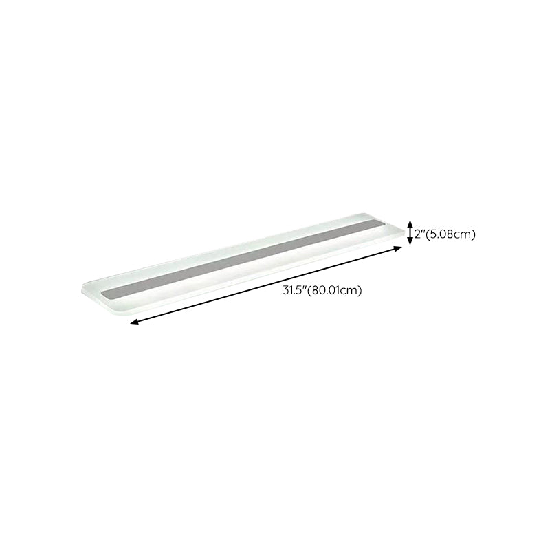 Metal Linear Flush Mount Fixture Modern Flush Light Fixture in Silver