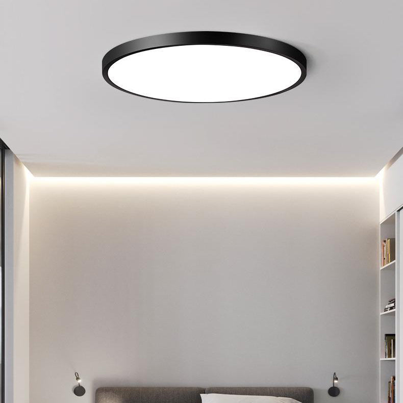 Modern Metal Flush Mount Circle Shape Ceiling Light with Plastic Shade for Study