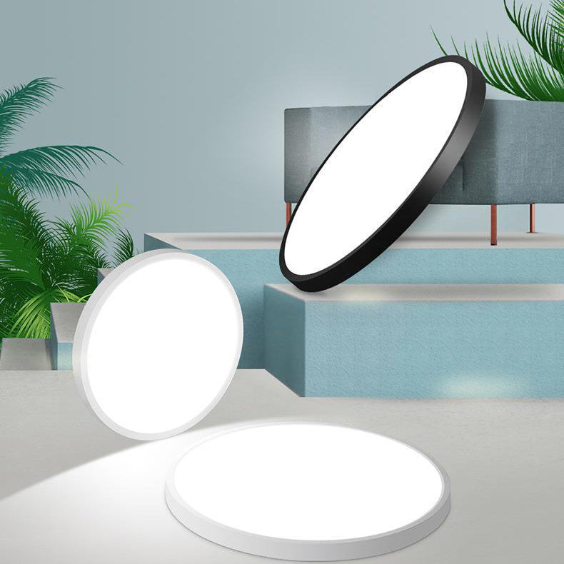 Modern Metal Flush Mount Circle Shape Ceiling Light with Plastic Shade for Study