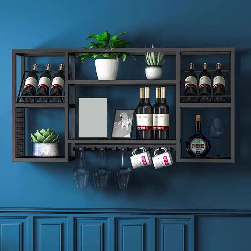 Modern Simple Wine Rack Iron Shelf Wall Mounted Wine Rack for Kitchen