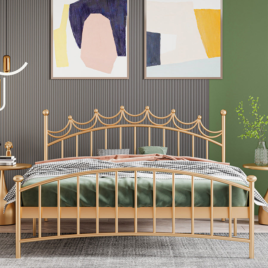 Contemporary Metal Bed Frame Open Frame Princess Iron Bed Frame with Headboard