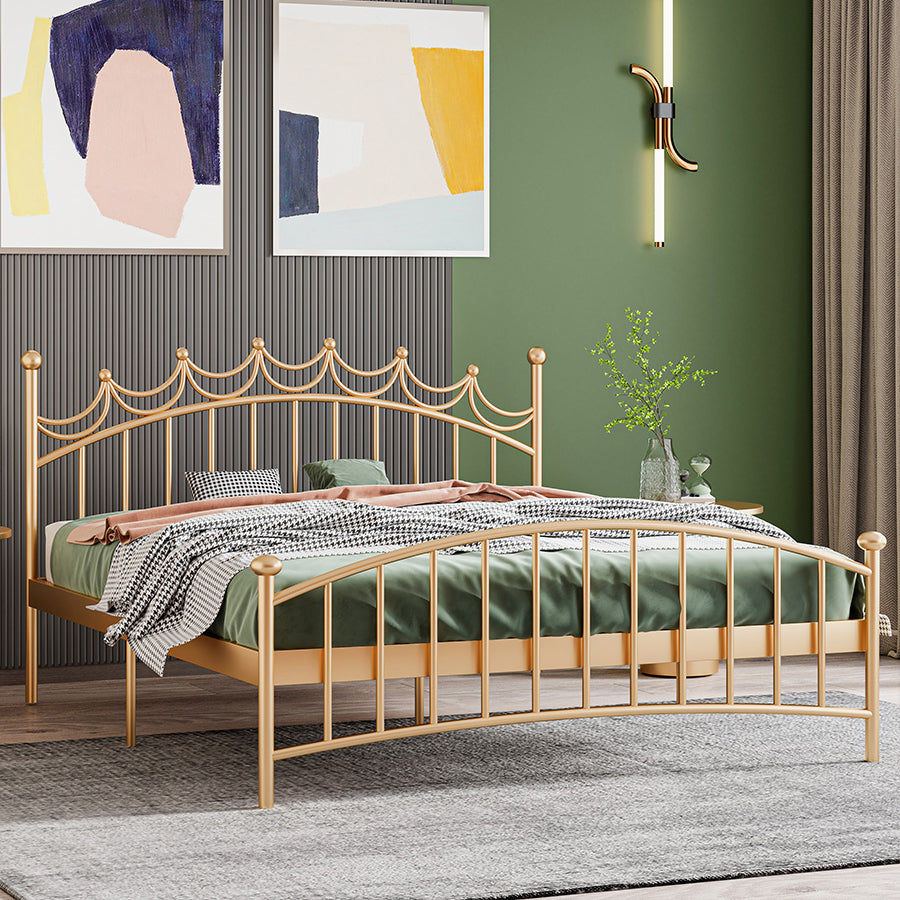 Contemporary Metal Bed Frame Open Frame Princess Iron Bed Frame with Headboard