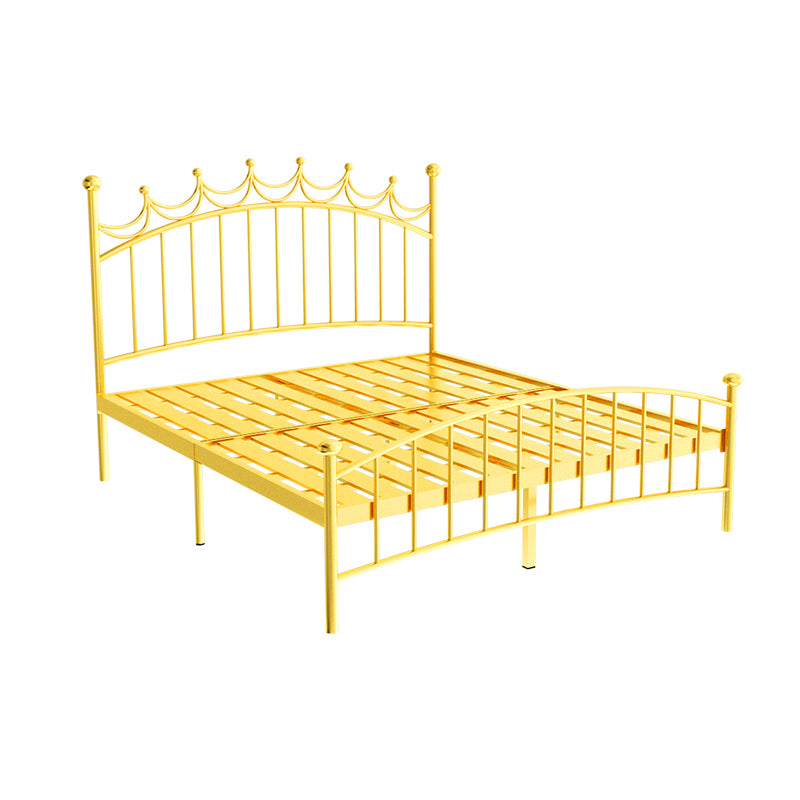 Contemporary Metal Bed Frame Open Frame Princess Iron Bed Frame with Headboard