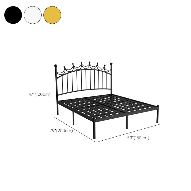 Contemporary Metal Bed Frame Open Frame Princess Iron Bed Frame with Headboard