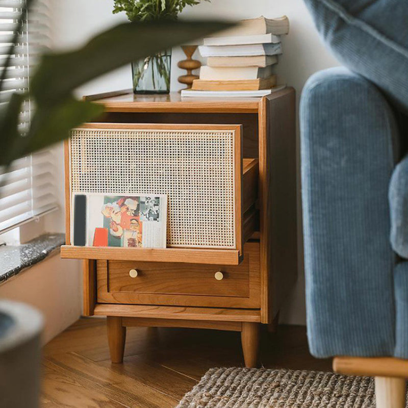 Solid Wood Accent Table Nightstand Glam Night Table for Bedroom