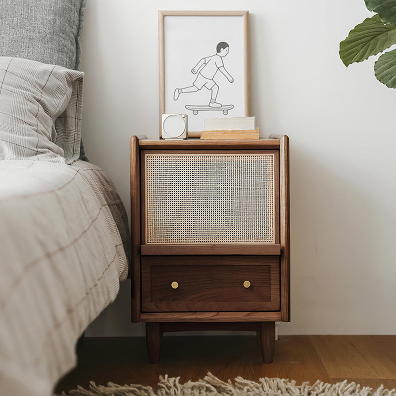 Solid Wood Accent Table Nightstand Glam Night Table for Bedroom