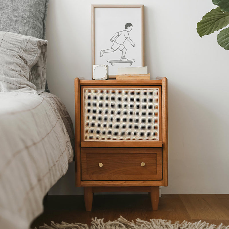 Solid Wood Accent Table Nightstand Glam Night Table for Bedroom