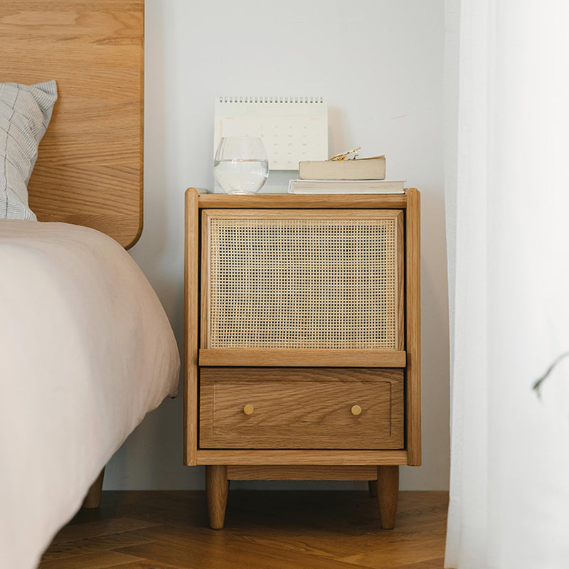 Solid Wood Accent Table Nightstand Glam Night Table for Bedroom