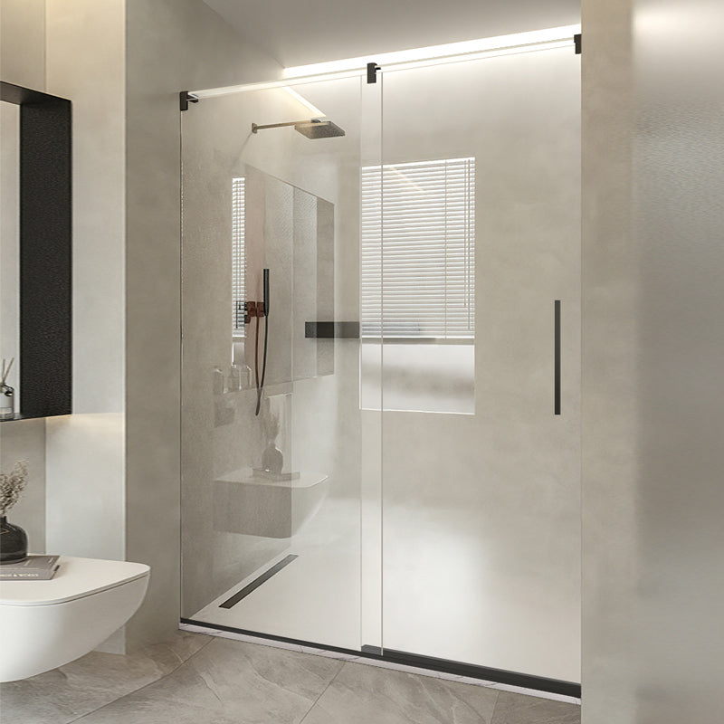 Semi-Frameless Single Sliding Shower Door Transparent Laminated Glass Shower Bath Door