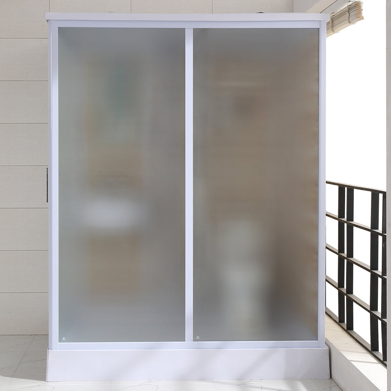 Rectangle Tempered Glass Shower Enclosure White Framed Shower Stall