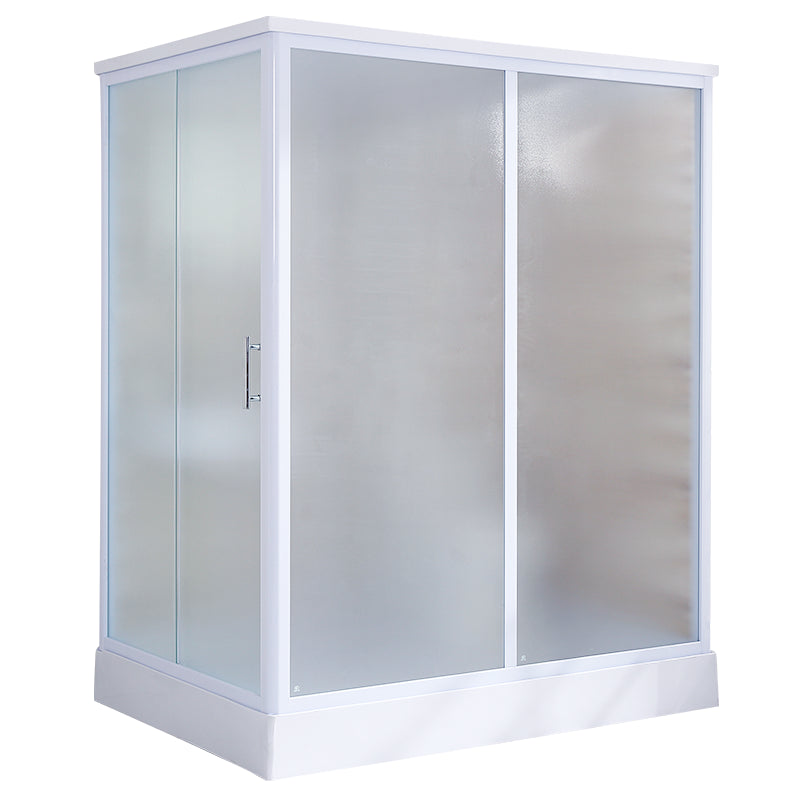 Rectangle Tempered Glass Shower Enclosure White Framed Shower Stall