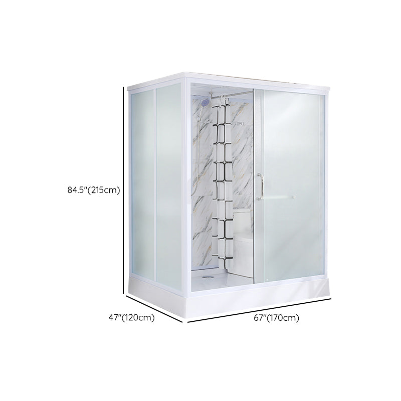 Rectangle Tempered Glass Shower Enclosure White Framed Shower Stall