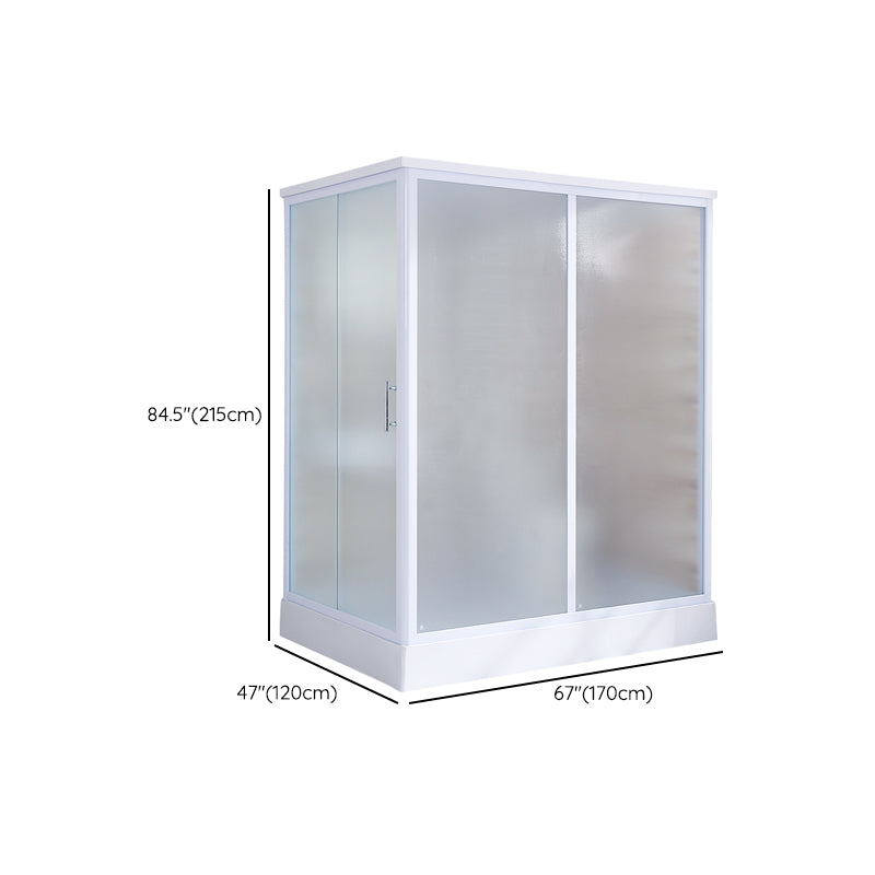 Rectangle Tempered Glass Shower Enclosure White Framed Shower Stall