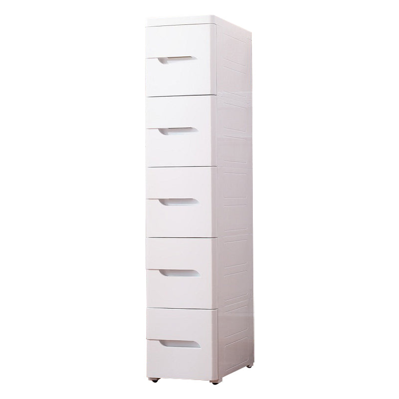 5 Drawers Vertical Kids Nightstand Modernism Plastic Nursery Dresser for Bedroom