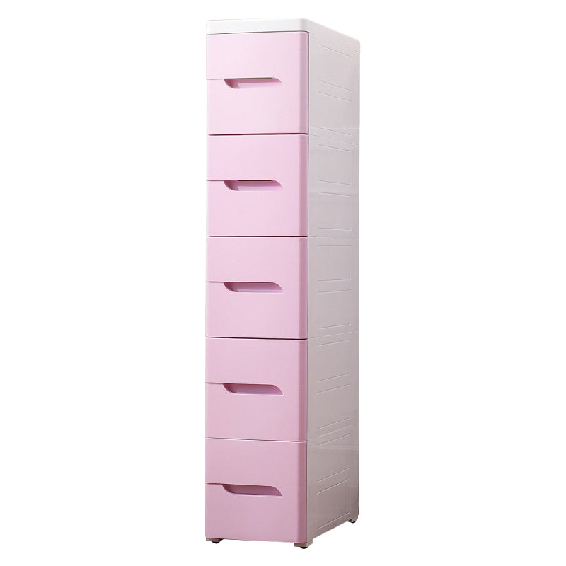 5 Drawers Vertical Kids Nightstand Modernism Plastic Nursery Dresser for Bedroom