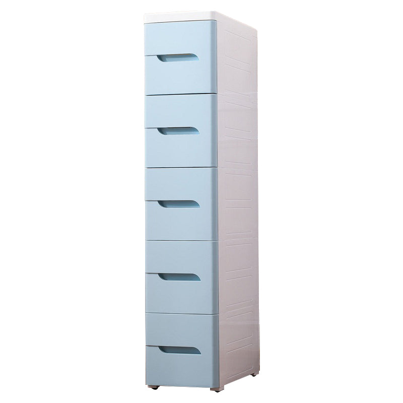 5 Drawers Vertical Kids Nightstand Modernism Plastic Nursery Dresser for Bedroom